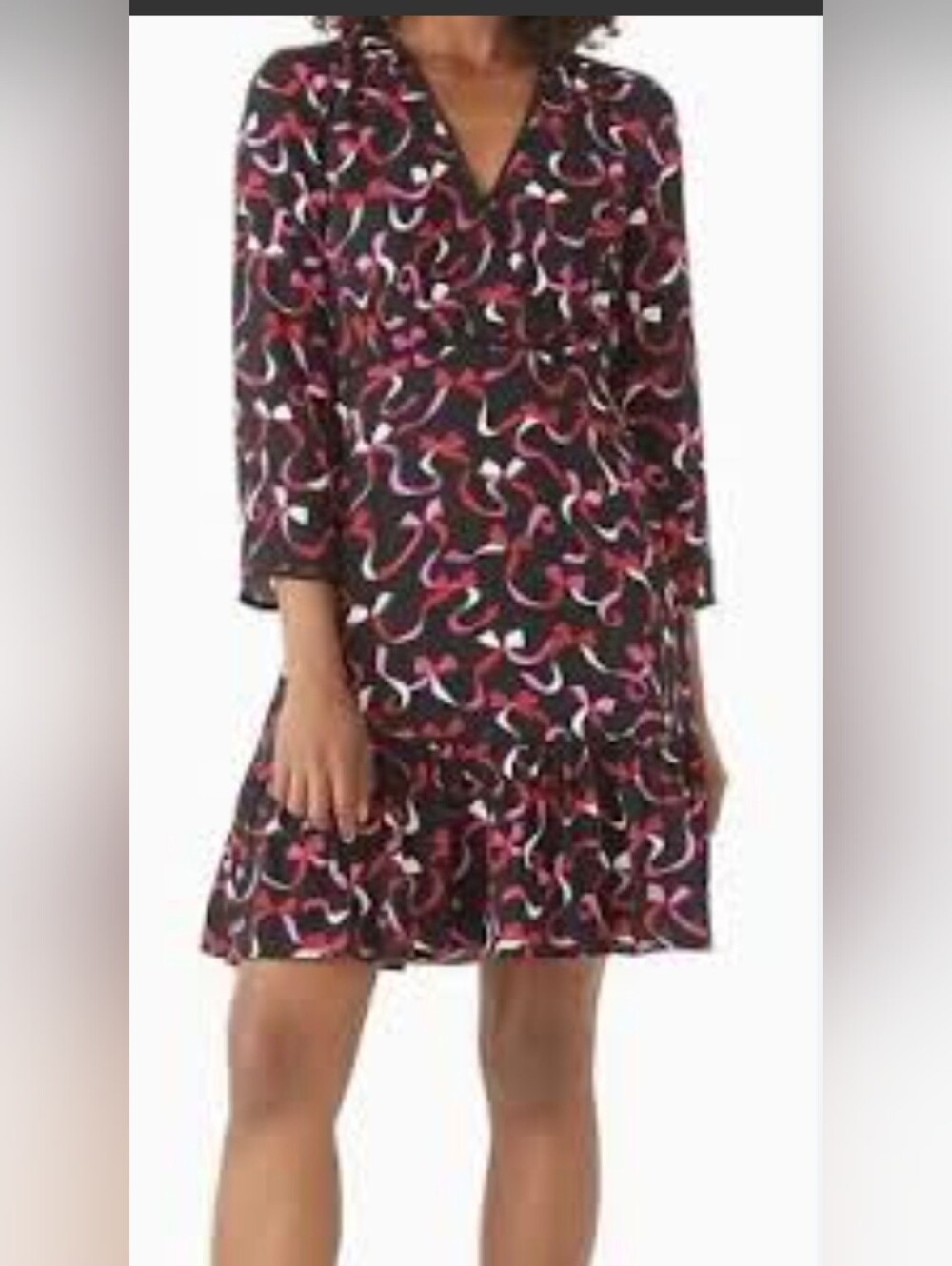 Kate Spade New York NWT Ribbon Lined V-Neck Ruffle Dress Size 4
